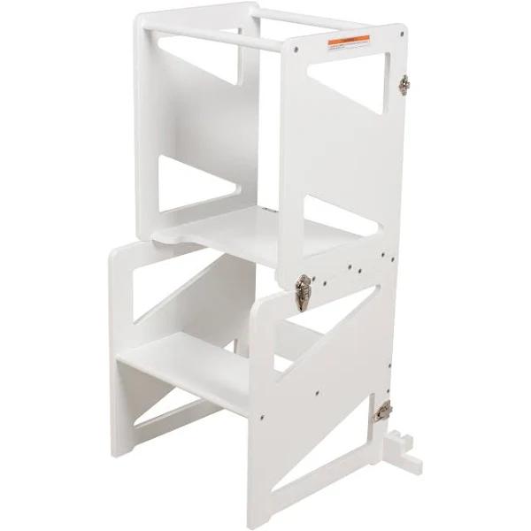 Childcare Wooden 2-in-1 Convertible Learning Tower with Desk in White