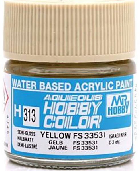 Mr Hobby Aqueous Semi-Gloss Yellow FS33531 - H313