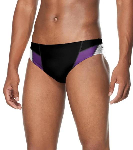 Speedo Men's Edge Splice Brief Swimsuit - Black/Purple - Swimoutlet.com