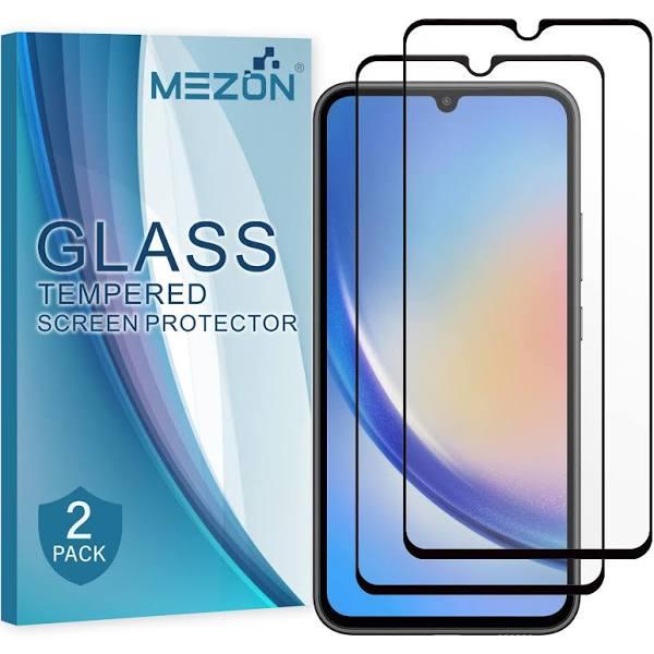 [2 Pack] MEZON Full Coverage Samsung Galaxy A34 5G Tempered Glass Crystal Clear Premium 9H HD Screen Protector