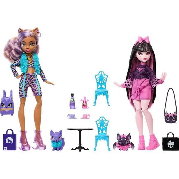 Kmart 2 Pack Monster High Faboolous Pets Draculaura and Clawdeen Wolf Dolls