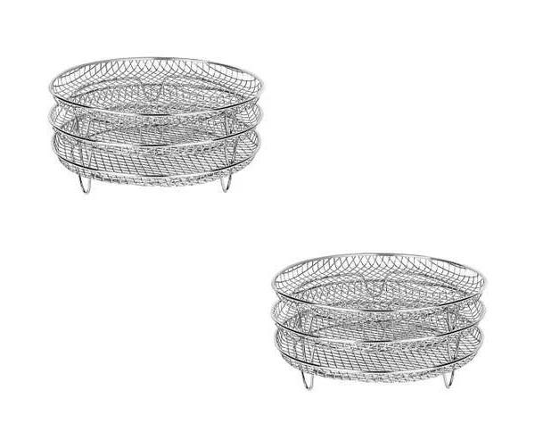 2pcs Air Fryer Three-layers Stackable Rack Air Fryer Grill Rack Air Fryer Universal Accessories