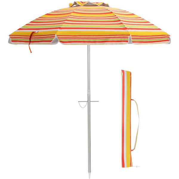 Costway Outdoor Umbrella Beach Canopy Sun Shade Tilting Parasol Shelter UPF50+ Garden Patio Deck w/Carry Bag Yellow