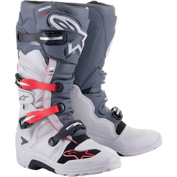 Alpinestars Tech 7 Enduro Boots - Light Grey/Dark Grey/Red - 12