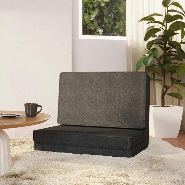 vidaXL - Folding Floor Chair Fabric - Dark Grey