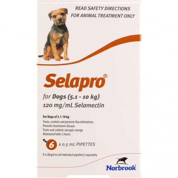 SELAPRO Flea & Worming Spot On Treatment 5.1-10kg Dog