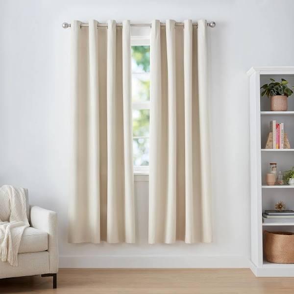 Amazon Basics Room Darkening Blackout Window Curtains with Grommets - 132 x 214 cm, Beige, 2 Panels