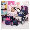 Bayer Trendy Doll Pram Dark Blue With Pink Hearts & Unicorn