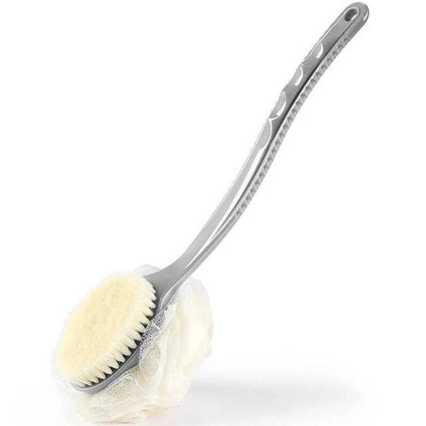 Beakey Shower Body Brush With Bristles and Loofah Back Scrubber Bath Mesh Sponge-Gray - AfterPay & zipPay Available