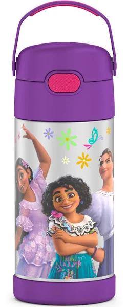 Thermos Funtainer 12 Ounce Stainless Steel Vacuum Insulated Kids Straw Bottle, Encanto