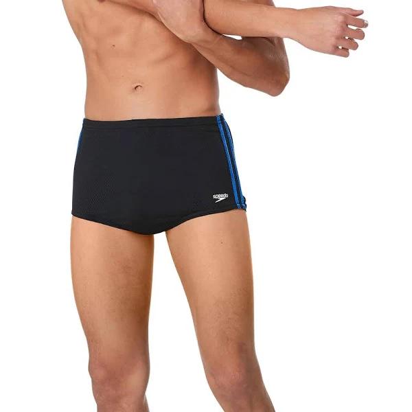 Speedo Men's Swimsuit Square Leg Poly Mesh Training Suit , Black/Blue