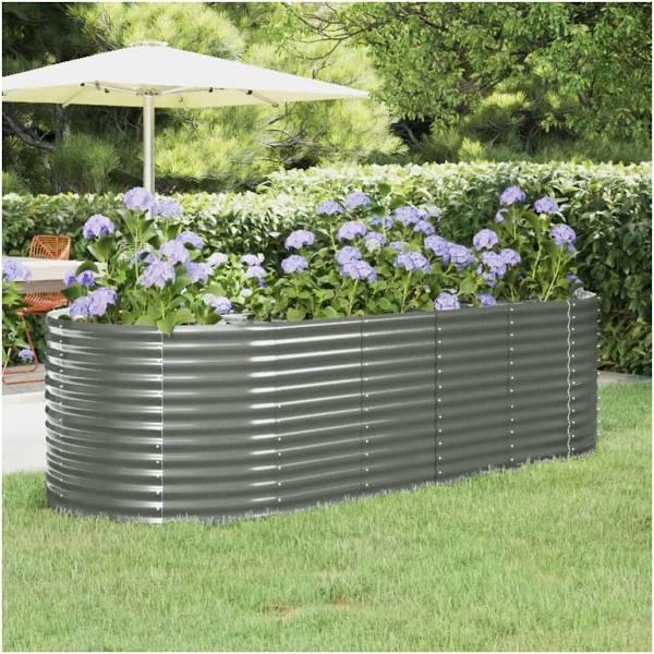 Garden Planter Powder-coated Steel 249x100x68 cm Grey