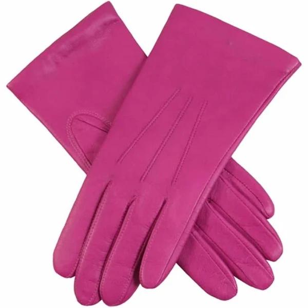 Dents Women's Classic Leather Gloves Warm Winter Lined - Emma - 6.5 Hot Pink