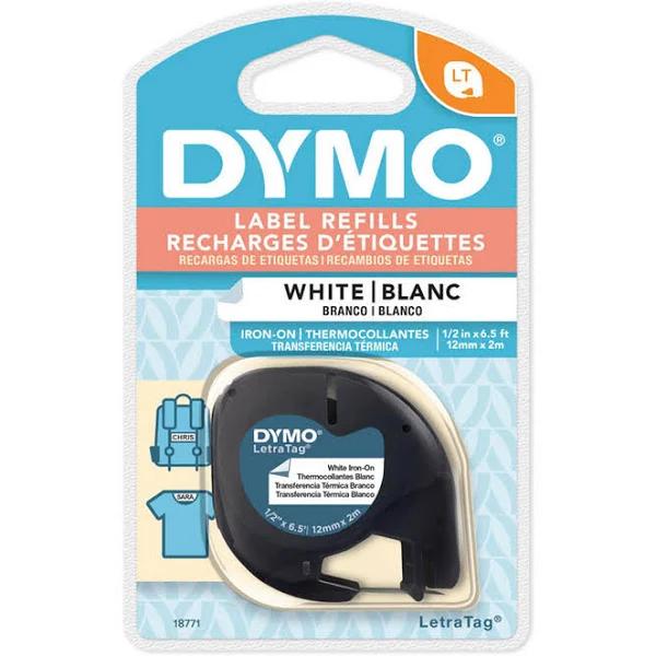 Dymo LetraTag XR 12mm x 2m Black On White LetraTag Label Iron-on Fabric Tape [Genuine]