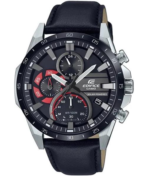 Casio Edifice Chronograph Black Leather Watch EQS940BL-1A