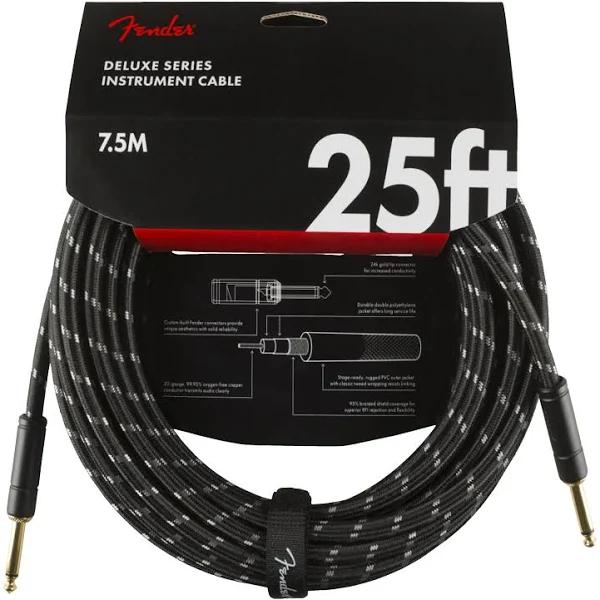 Fender Deluxe Series Instrument Cable Straight/Straight 25ft Black Tweed