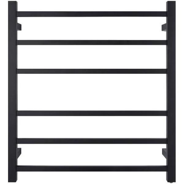 ACA Square Electric Heated Towel Rack Rail Warmer 6 Bar Black Stainless Steel SAA