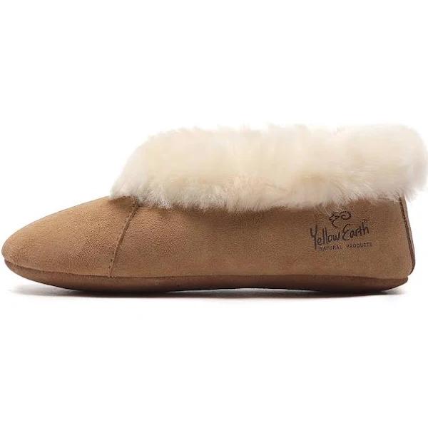 Ella UGG Slippers - Women's Soft Sole Australian Sheepskin Slippers Ballet Shoes, Chestnut / W10