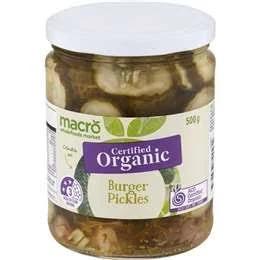 Macro Organic Burger Pickles 500g