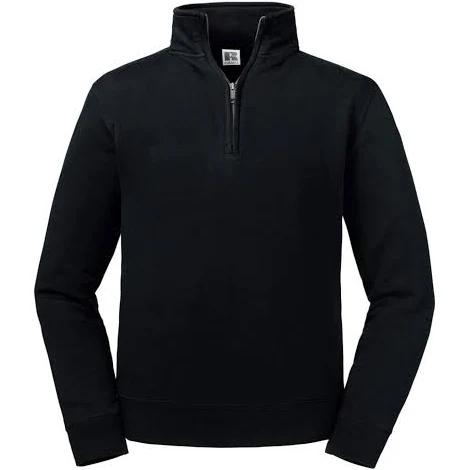 Russell Mens Authentic Quarter Zip Sweatshirt Black M Ringspun Cotton Polyester Mens Sweatshirt