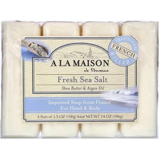 A La Maison Hand & Body Bar Soap, Fresh Sea Salt 4/3.5 oz (Pack of 4)