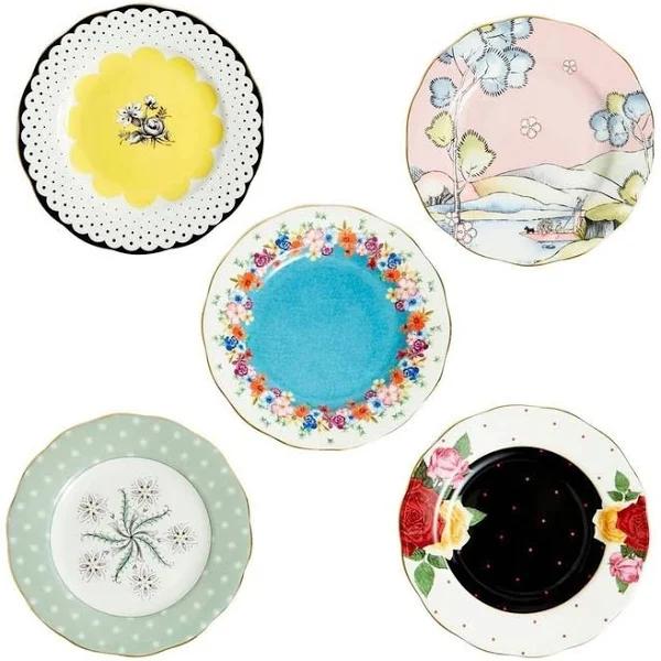 Royal Albert 100 Years Plate 20cm 1920 - 1960, Set of 5 in Mixed