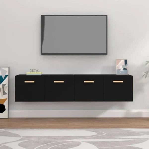 vidaXL Wall Cabinets 2 Pcs Black 80x35x36.5 cm Engineered Wood