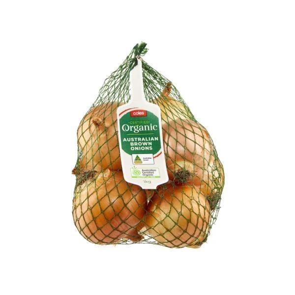 Coles Organic Brown Onions Prepacked 1kg