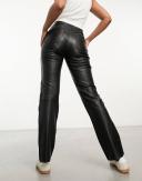 River Island Straight Leg PU Pants in Black