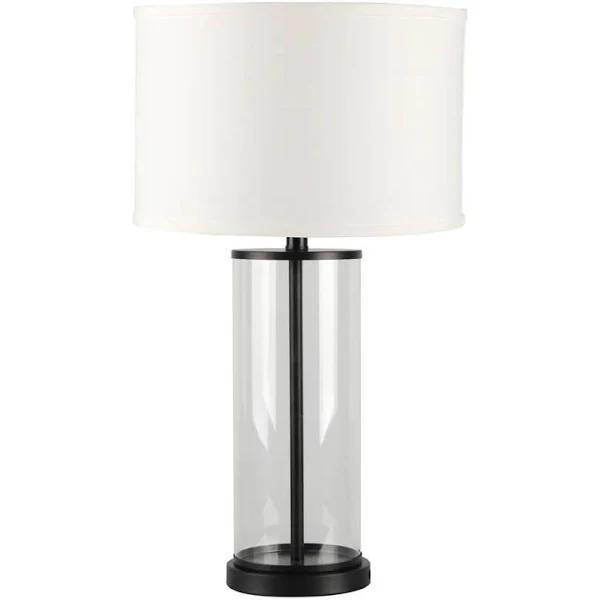 Cafe Lighting & Living Left Bank Table Lamp - Black with Natural Shade