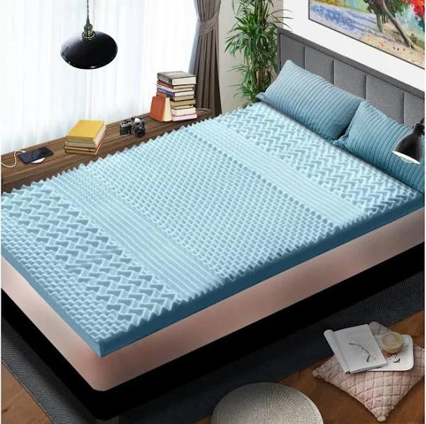 Double Bed 7-Zone Cool Gel Memory Foam Mattress Topper Bamboo Cover 8cm - AfterPay & zipPay Available