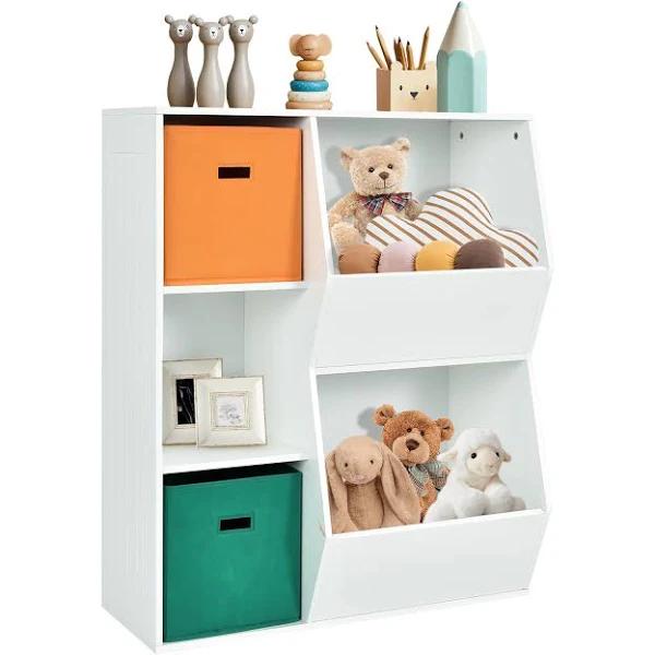 Giantex Kids Toy Storage Cabinet Children Bookshelf Bookcase Organiser w/2 Baskets, White - AfterPay & zipPay Available