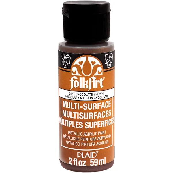 FolkArt Multi Surface Metallic Acrylic Paint 2oz, Chocolate Brown