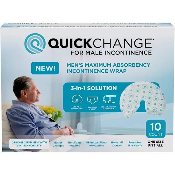 Quickchange Men's Incontinence Wrap | Maximum Absorbency (10 Count)