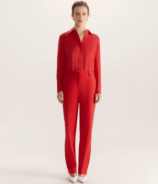 Saba Celeste Wool Straight Pant in Red, Size 4 AU