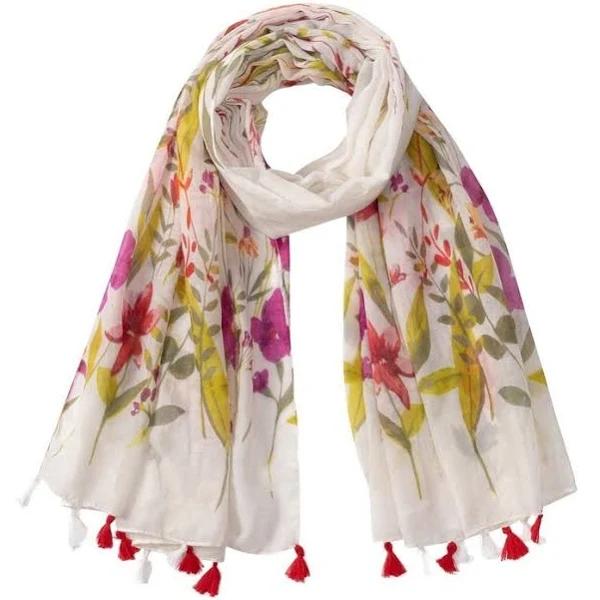 Gregory Ladner Floral Print Scarf in Cream