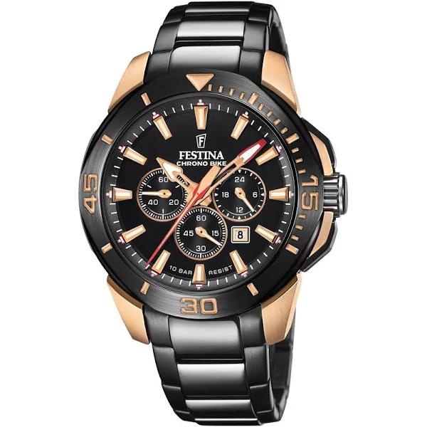 Festina F20645/1 Men's Chrono Bike Black Steel Bracelet Wristwatch