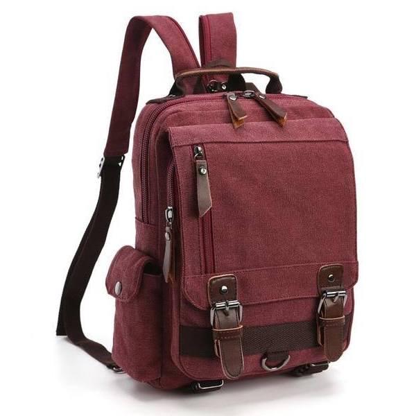 Men's Backpack - Vintage Lightweight Travel Backpack, Burgundy