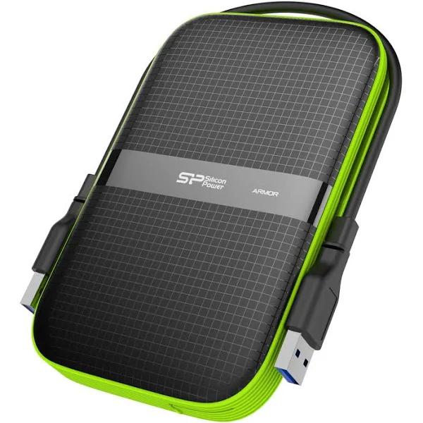 Silicon Power Black 1TB Rugged Portable External Hard Drive Armor A60, Shockproof Usb 3.0 For PC, Mac, Xbox And PS4, Black