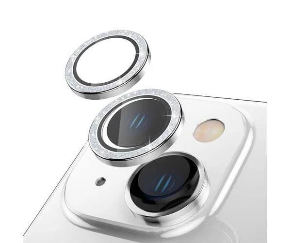 ZUSLAB iPhone 15 Plus Camera Lens Protector, 9H Tempered Glass Camera Cover Screen Protector Metal Individual Ring For Apple (2023) - Sparkling Silver