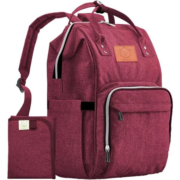 KeaBabies Original Nappy Bag Backpack with Changing Pad Wine Red