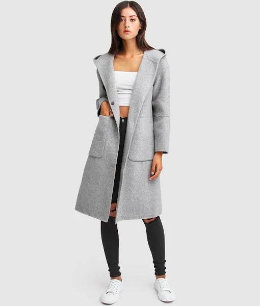 Belle & Bloom Walk This Way Wool Blend Oversized Coat in Grey XS