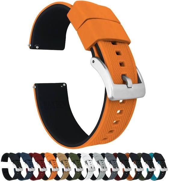 Pumpkin/Black 22mm - Barton Elite Silicone Watch Straps - Quick Release - Choose Color - 18mm, 19mm, 20mm, 21mm, 23mm & 24mm