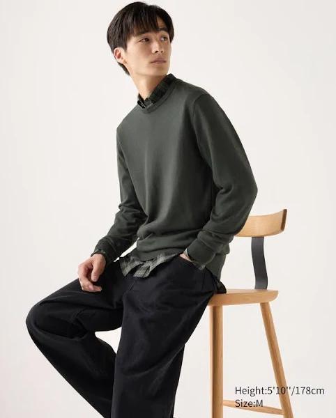 Uniqlo 100% Merino Crew Neck Sweater - Olive Size XS