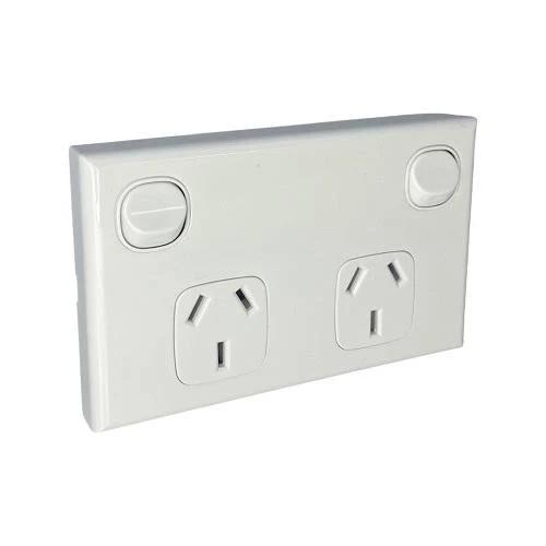 White GPO Double Power Point Socket