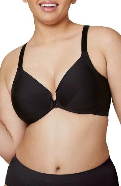 Glamorise Front-Closure Smoothing Wonderwire Bra - Black - 12G