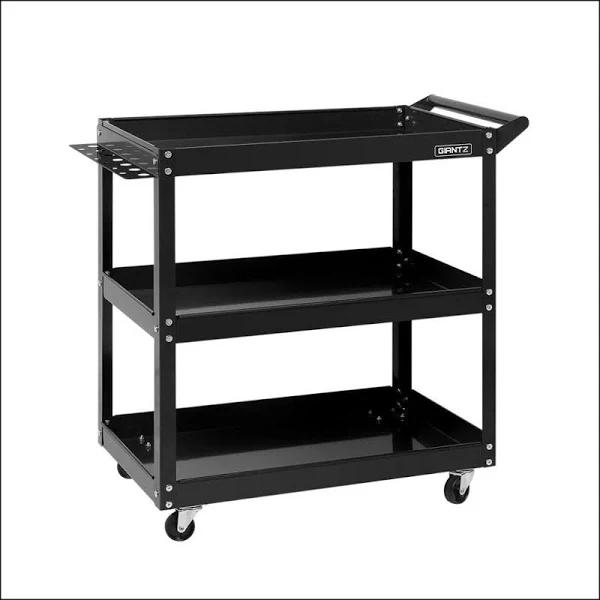 Tool Cart 3 Tier Parts Steel Trolley Mechanic Storage Organizer Black