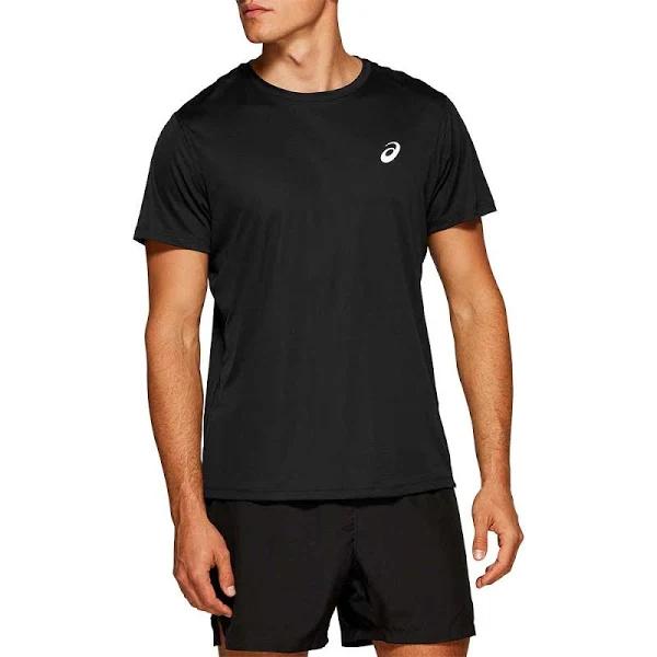 ASICS Mens Silver Short Sleeve Top, L / Black