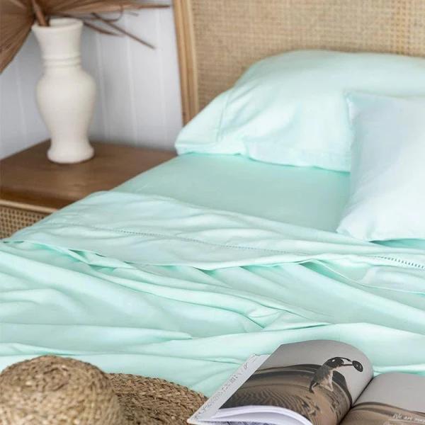 Sienna Living Bamboo Egyptian Cotton Fitted Sheet, Mega Queen / Mint