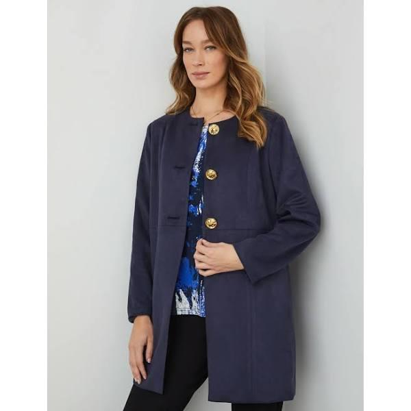 Noni B - Womens Coat - 3 Button Suede Coat - 08